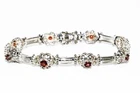 $395 .925 Sterling Silver 1.20CT Natural Orangey Red Garnet Flower Bracelet