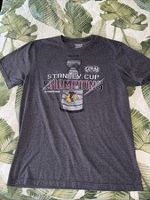Mens Reebok Chicago Blackhawks 2015 Stanley Cup T SHIRT HOCKEY NHL locker Room ￼