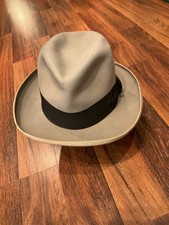 VTG 1950s Royal Stetson Deluxe St. Regis Fedora Tan Gray Size 7 1/8 Macy  s SF