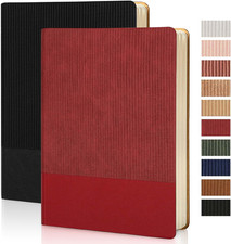 Lined Journal Notebook for Work College Ruled Note Book 5.79"x8.27" A5 PU Leathe