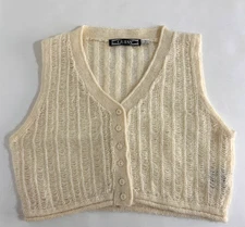 Guess Vintage 90's Women's size S Cream Grandma Core Knit Sweater Vest Hong Kong