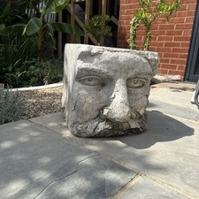 Large Unusual Face Head Planter Water Feature Garden Sculpture Stone Effect