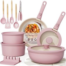 Stylish 21-Piece Oven Safe Cookware Set - Induction Ready & Space-Saving
