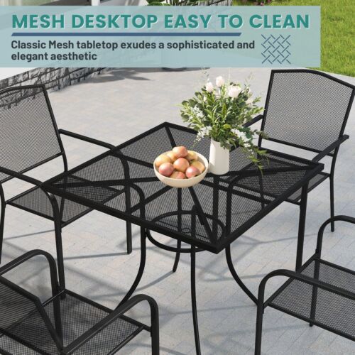 Mondawe Patio Steel Mesh Table Chair Outdoor Furniture Dining Table Chair - Picture 6 of 40