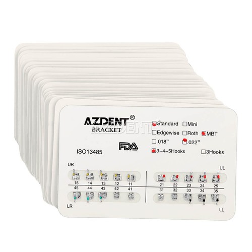 10 paquetes de soportes ortopédicos dentales AZDENT mini/estándar MBT/roth 022/018 ganchos 3 4 5 - Imagen 14 de 23