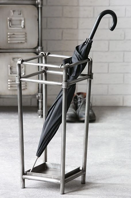 Porte-Parapluie Factory Métal Anthracite Avec Bac D'Écoulement Amovible H 60cm - Photo 1/1