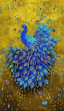 Gilded Plume Peacock Panel 24in w/Metallic 24x44" Wide Timeless Treasures