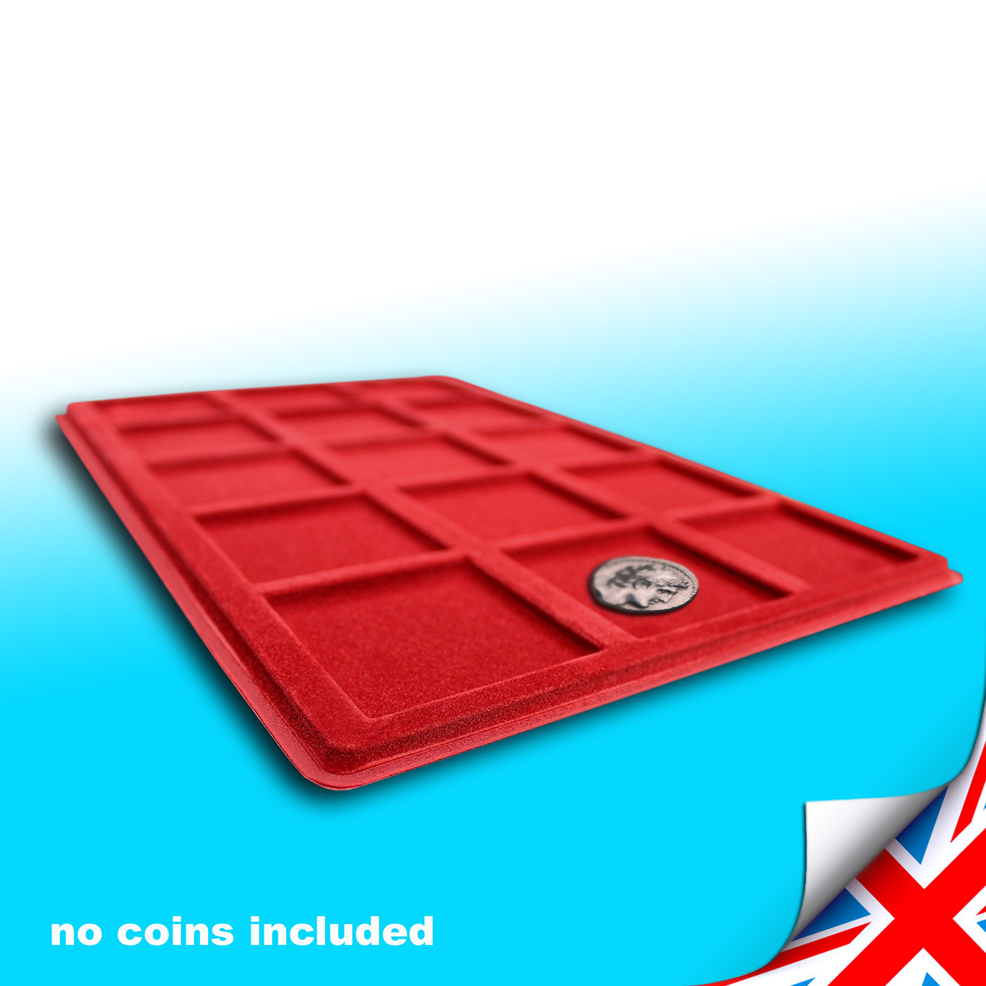 Red COIN TRAY for Coins, Medals - Collection 15 Compartments Size ...
