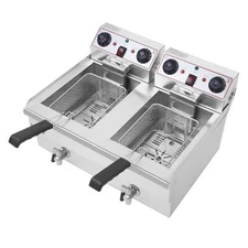 Heavy 2 Tank 25QT Electric Deep Fryer Fry Commercial Basket Restaurant Kitchen