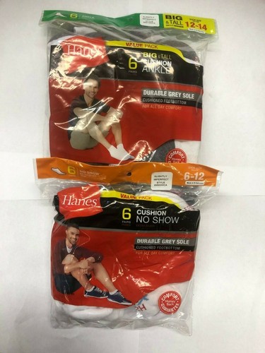 CALZE HANES 12 PK NO SHOW BIANCO E NERO DA UOMO - Foto 2 di 5