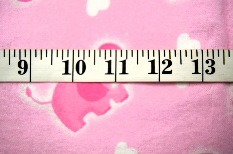 1/2 Yard Pink Elephants Clouds on Pink Flannel Fabric 19" X 44" - Image 3 of 3