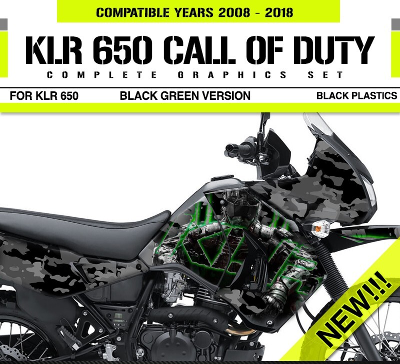 KAWASAKI KLR 650 DECALS GRAPHIC KITS STICKERS CALL DUTY GREY GREEN 2008