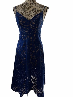 Lulus Cobalt Blue Lace Midi Dress With Handkerchief Hemline Size Small |  eBay