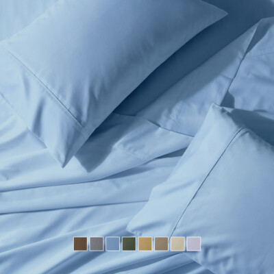Wrinkle Free Bed Sheet Sets 650 Thread Count Solid Cotton-Blend - Deep Pocket