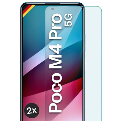 2x Echt Glas für Xiaomi Poco M4 Pro 5G Panzerfolie Handy Premium Displayschutz