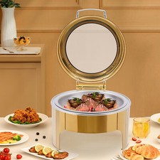 6L Gold Round Chafing Dishes Stainless Steel Chafers and Buffet Warmers Sets