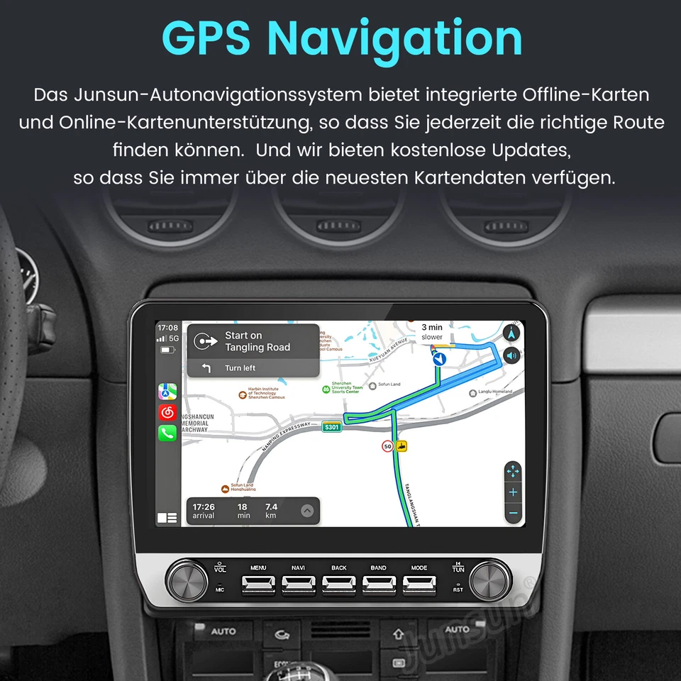 8-Kern Android Carplay Autoradio Für Audi A4 S4 RS4 00-2009 GPS Nav WIFI BT DAB+ - Bild 4 von 4