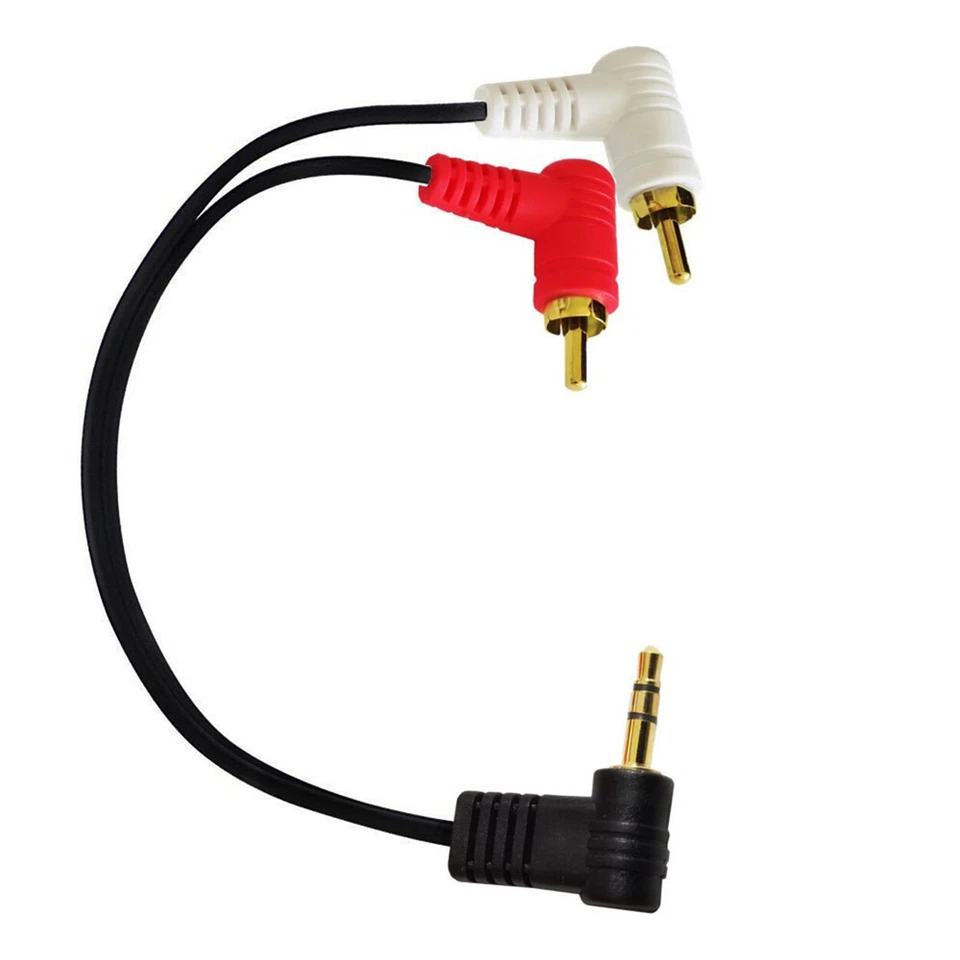 Right-Angled 3.5mm 1/8" Stereo Mini Male to 2 Male RCA Adapter Audio Aux Cable - Image 3 of 4