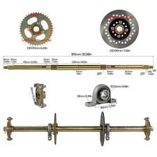 1"x 32" Go Kart Mini Bike Live Rear Axle Kit  Disc Hub 420 Sprocket Golf Cart