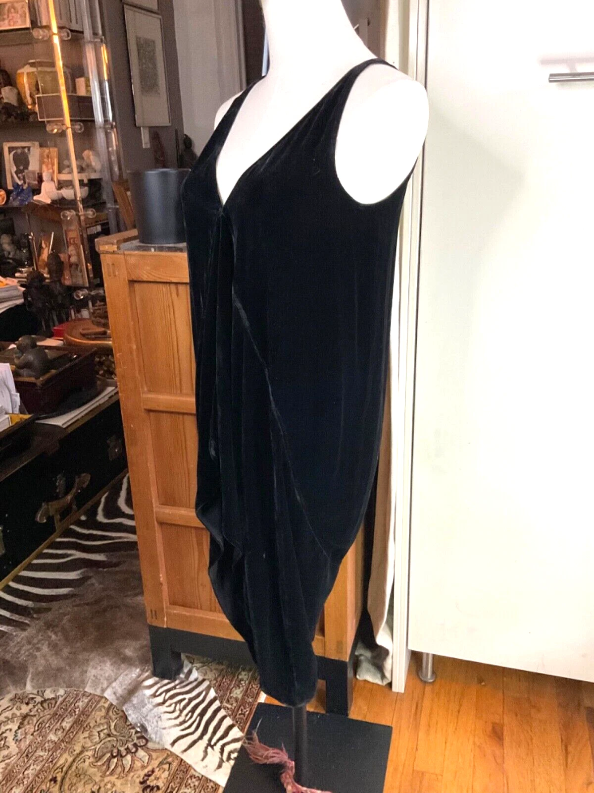 RICK OWENS GLITTER FW 17 piccolo mini o top drappeggiato in velluto nero