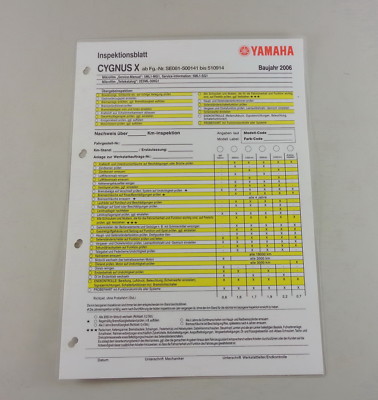 Inspektionsblatt Yamaha Cygnus X Typ SE 081 Baujahr 2006 | eBay