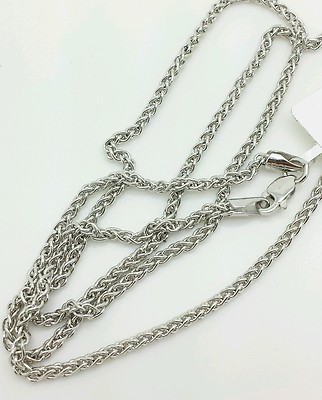 14 Karat Weißgold Runde Weizen Halskette Anhänger Kette 24 Zoll 2,1 mm 