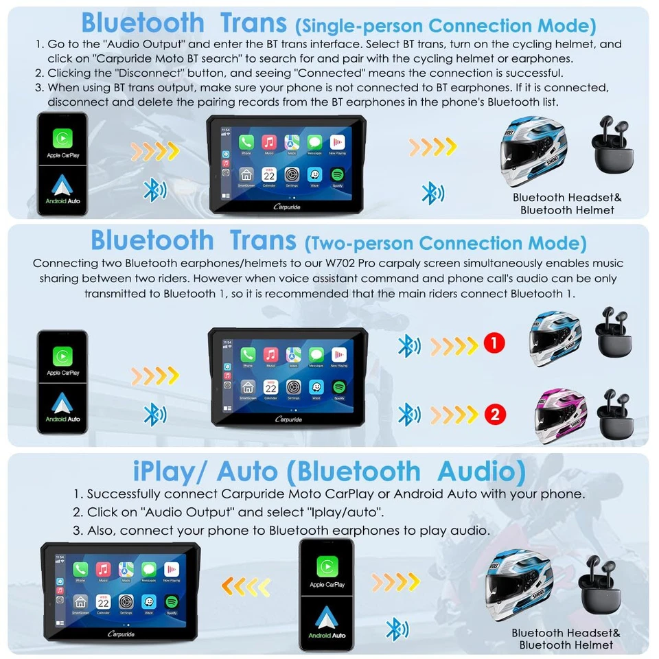 Carpuride W702Pro Moto CarPlay Intercom Function Wireless CarPlay Android Auto - Image 3 of 4