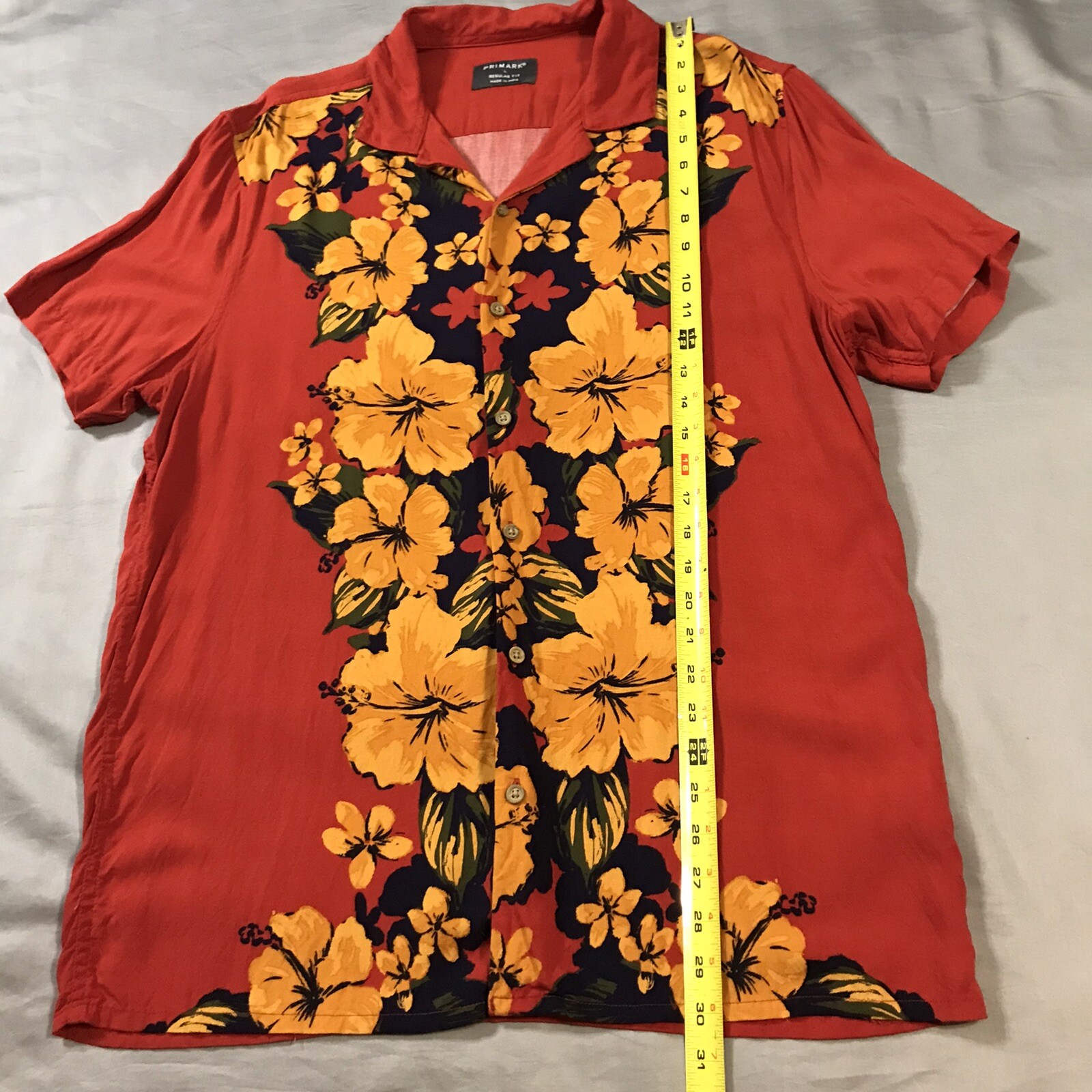 Hawaiian Shirt Mens Large Orange Brown Blue Short Sleeve Viscose image 7
