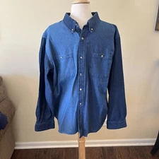 Scandia Woods 2 Color Blue Denim Long Sleeve Shirt Size Large 