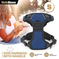 Reflective Dog Harness No Pull Comfortable Soft Padded Control Handle Navy Blue