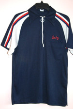 Vintage 70's Hilton BOWLING SHIRT Men's Medium Red/Wh/Blue Zip Polyester Gary