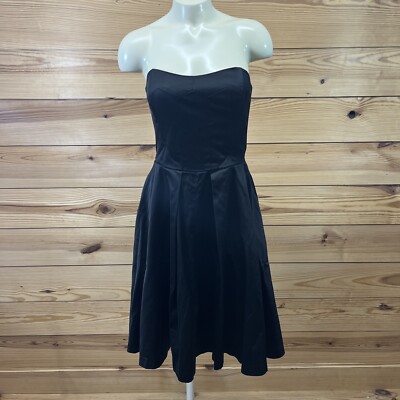 french connection corset dress French Connection Formal Dress 6 Black Satin Strapless Full Tulle Corset  B167