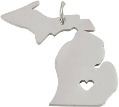 Michigan Charm Michigan Pendant State Findings Silver Stainless Steel MI