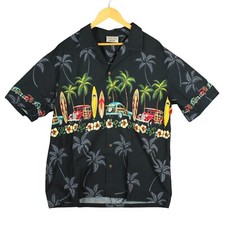Vintage Pacific Legend Camp Collar Hawaiian Shirt Mens 2XL XXL Car Surf Usa Made
