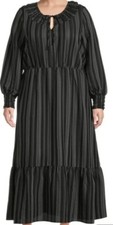 Terra & Sky Women's 4XL Black Tiered Long Sleeve Maxi Dress Plus Size NEW 