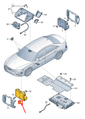 Unité De Contrôle D'attelage Pour Remorque Audi A8 4N2/4N8 - Pièce D'occasion 4M0907383F 4N0055204 ASO028
