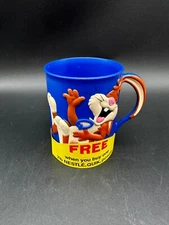 Vintage 1980s Nestle Quik Laughing Rabbit Blue Plastic Mug Cup