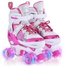 Roller Skates for Girls Kids Child Beginners, 4 Size Adjustable Light up Whee...