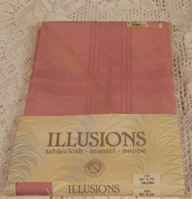 NIP BARDWIL LINENS OBLONG 52x70 ILLUSIIONS TABLECLOTH ROSE PINK STAIN RELEASE