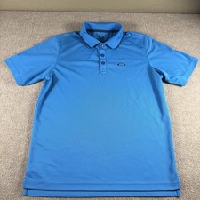 Oakley Polo Shirt Mens Medium Blue Golf Regular Fit Performance Tour Oct Logo