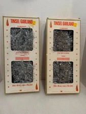 Vintage S.S. Kresge silver tinsel garland made in Germany set of two 8 ft x 3"