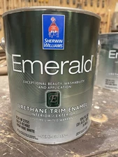 Gal. Sherwin Williams Emerald Urethane Water Based Paint /Light Gray/ Semi-Gloss