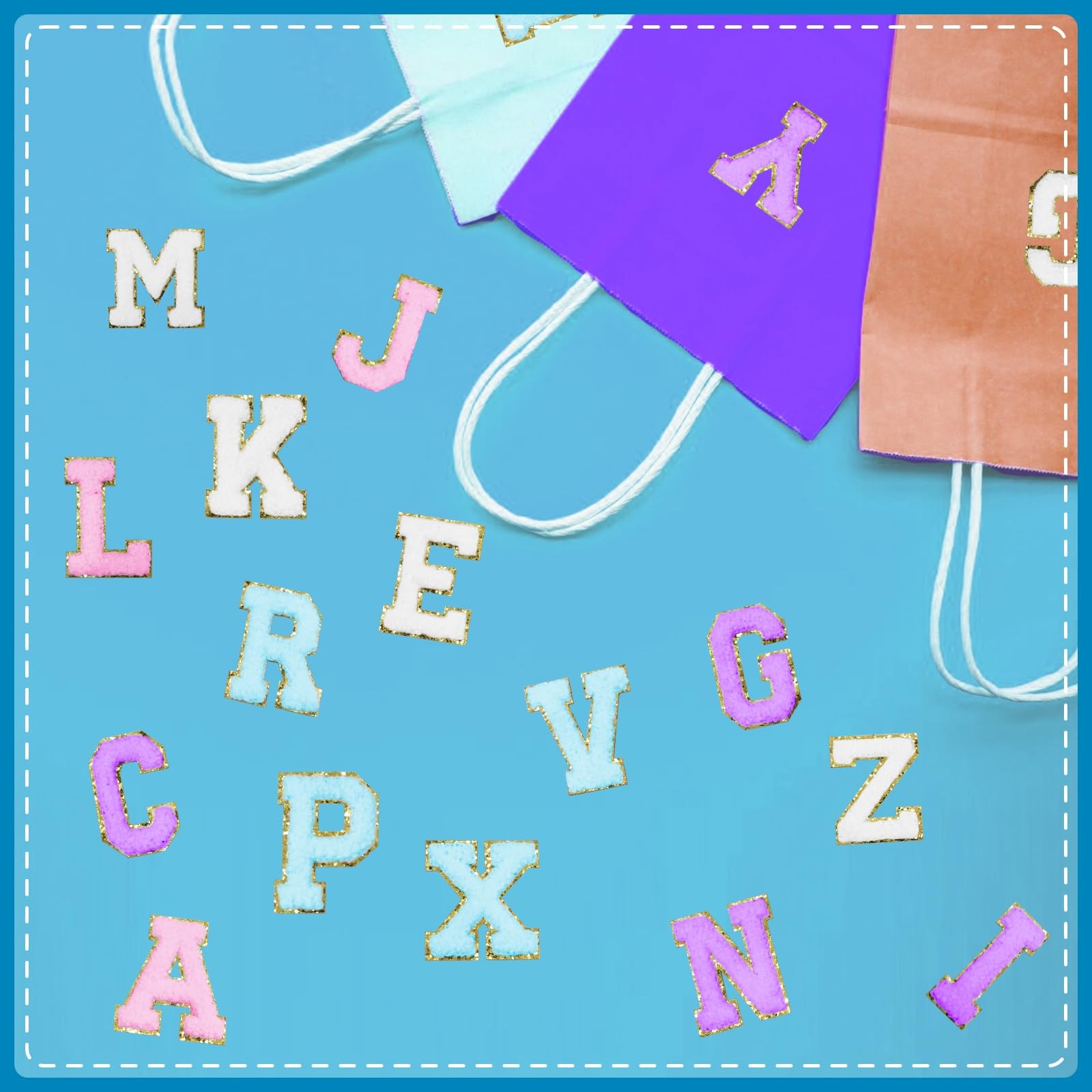 104 Pcs Chenille Letter Patches - Iron On Glitter Stick On Letter Patches for...