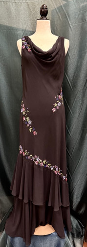 Alex Evenings Black Beaded Floral Evening Gown Size 14 Formal Dress