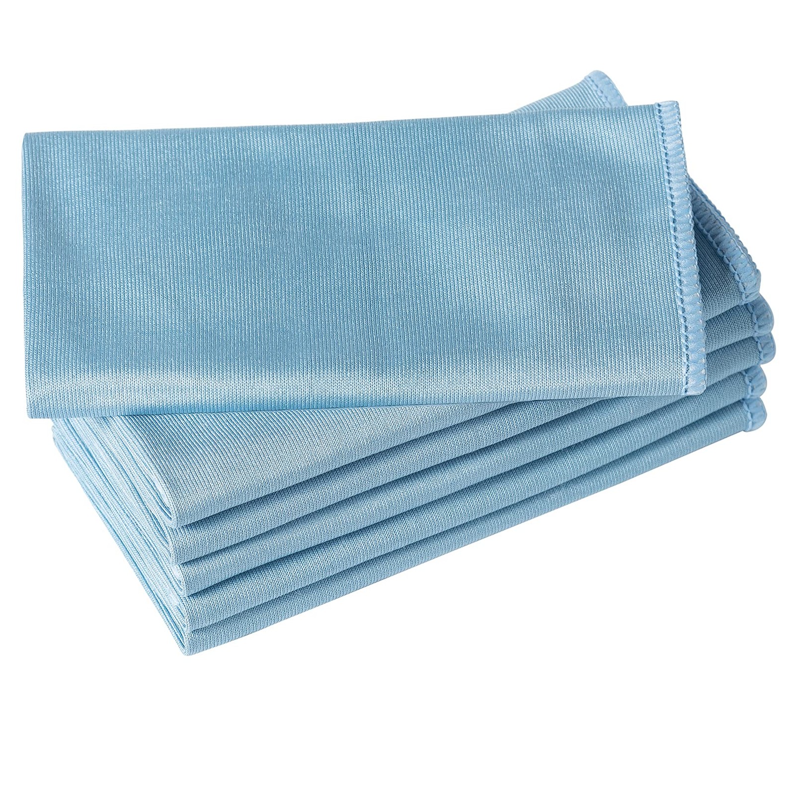 Puomue 6 Pack Microfiber Glass Cleaning Cloth, 16x16 Inch (Pack of 6), Blue