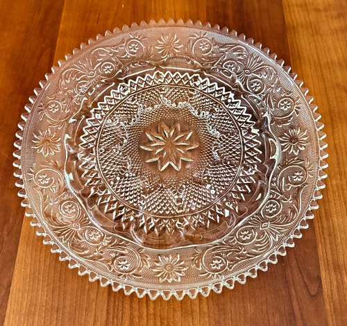 VINTAGE TIARA INDIANA GLASS CLEAR "SANDWICH" PATTERN DEVILED EGG SERVING PLATTER