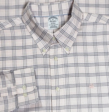Brooks Brothers Button Up Oxford Shirt XL Regent Pink Glen Plaid Long Sleeve