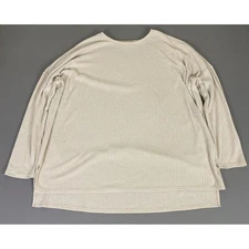 Time and Tru Sweater Top Women's XXXL Beige Ribbed Long Sleeve Split Hem *Flaw