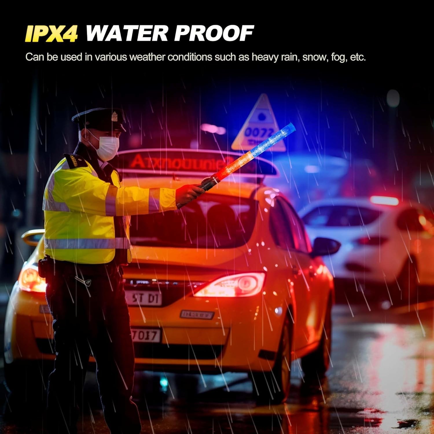 2 Pcs 21inch Red and Blue Light Baton, Signal Traffic Safety Wand Led Light w...