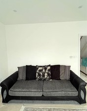 DFS 4 Seater Sofa With Pillows | Grey & Black